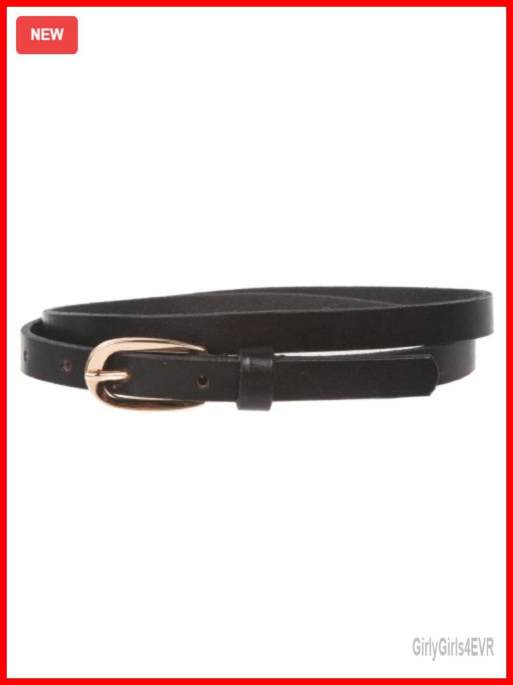 Skinny Full Grain Cowhide Leather Dress Belt 1/2" Gold Tone Buckle